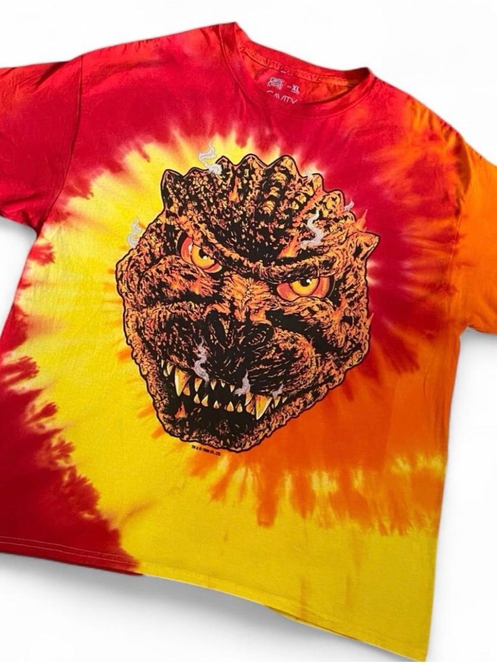 CavityColors "Burning" Godzilla Red Hot Tie-Dye T-Shirt Size XL